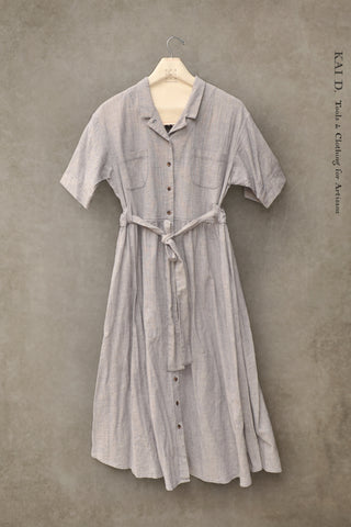 O'Keeffe Dress - Mist Blue Cotton Linen - XS, S, M