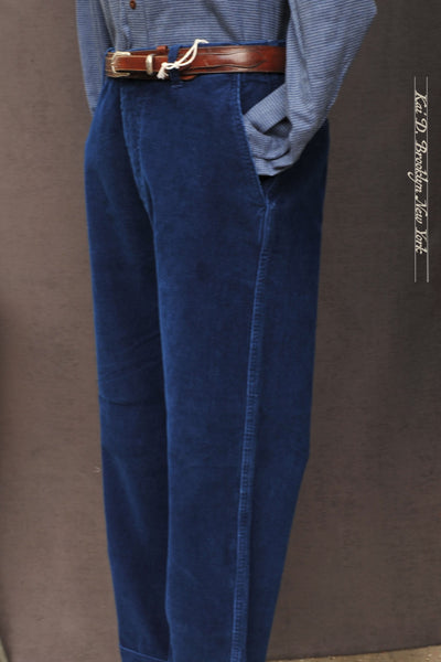 Bube Wide Cut Chino Pants - Indigo Corduroy - 48, 50, 52