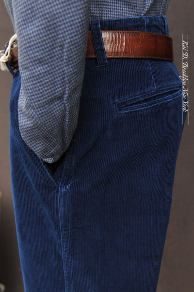 Bube Wide Cut Chino Pants - Indigo Corduroy - 48, 50, 52