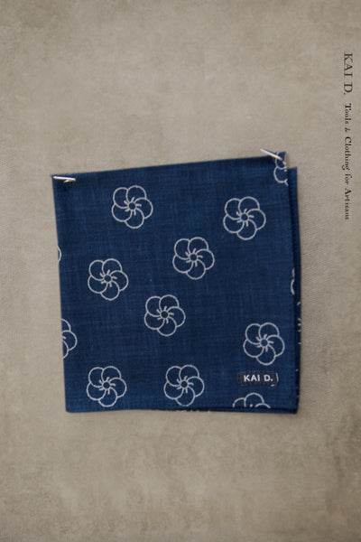 Indigo Floral Cotton Pocket Square - Indigo