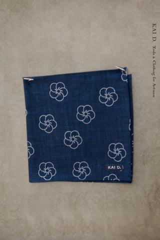Indigo Floral Cotton Pocket Square - Indigo