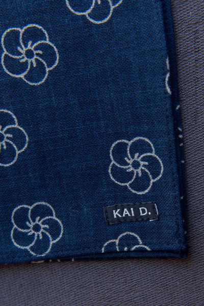 Indigo Floral Cotton Pocket Square - Indigo
