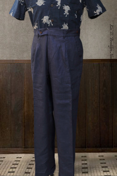Journeyman Trousers - Deep Blue Berry Belgian Linen Twill - 30, 32, 34