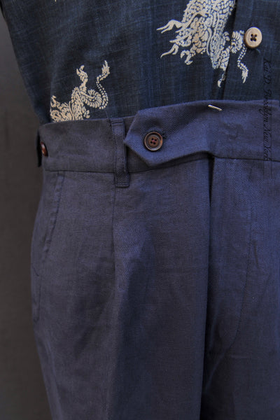 Journeyman Trousers - Deep Blue Berry Belgian Linen Twill - 30, 32, 34