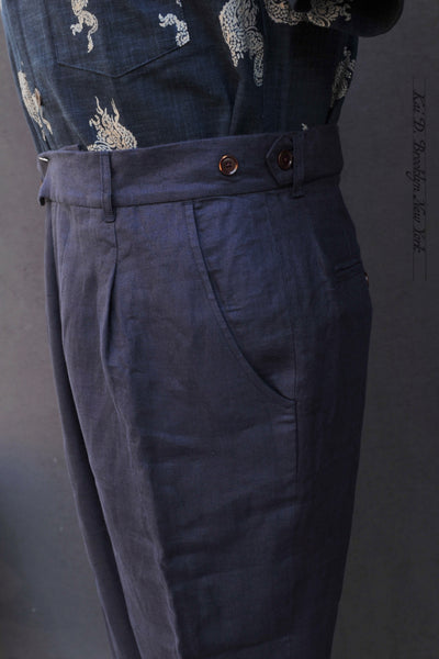 Journeyman Trousers - Deep Blue Berry Belgian Linen Twill - 30, 32, 34