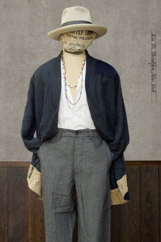 Japanese Farmer Coat - Dark Blue Heavy Linen - M (NO RETURN)
