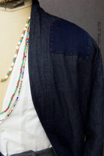 Japanese Farmer Coat - Dark Blue Heavy Linen - M (NO RETURN)