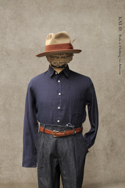 Belgian Linen Essential Shirt - Indigo Blue - 48, 50, 52