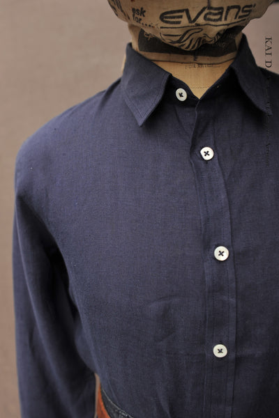 Belgian Linen Essential Shirt - Indigo Blue - 48, 50, 52