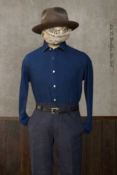 Indigo Twill Shirt - 40, 42, 44, 46 (Relaxed fit, longer body length, sleeve length)