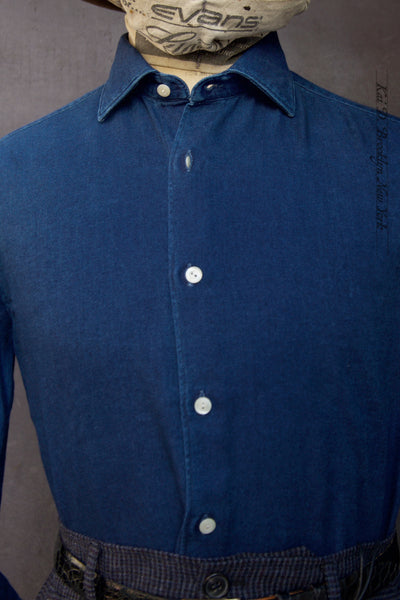 Indigo Twill Shirt - 40, 42, 44, 46 (Relaxed fit, longer body length, sleeve length)