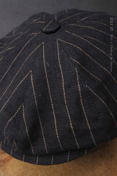 Peaky Hat - Striped Linen  - M, L