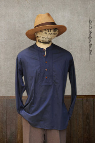 Poet Pop Over Shirt -  Sapphire Blue Cotton Lawn - M, L, XL