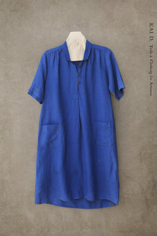 Irina Dress - Belgian Linen - Azure Blue - XS