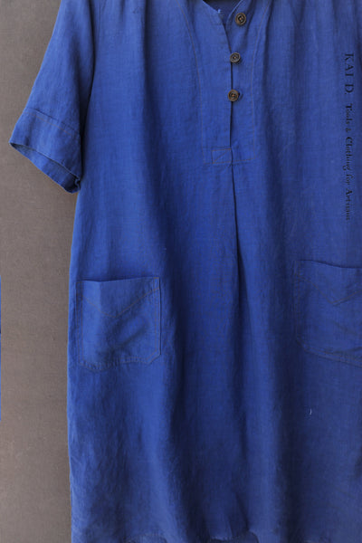 Irina Dress - Belgian Linen - Azure Blue - XS