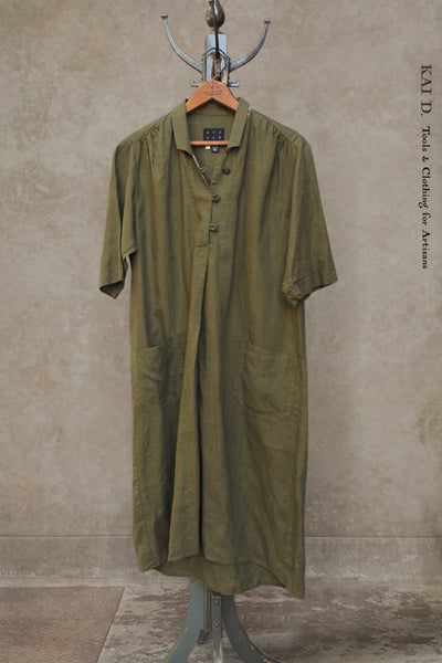 Irina Dress - Japanese Linen - Botanical Green - S