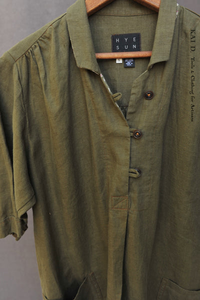 Irina Dress - Japanese Linen - Botanical Green - S