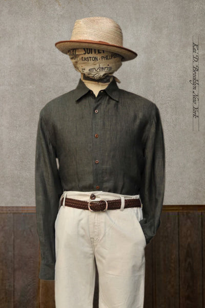 Delancey Shirt - Italian Linen - Dark Green Heather - S, M, L, XL, XXL