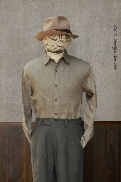 Delancey Shirt - Italian Linen - Taupe Heather - M, L, XL