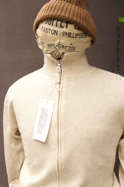 Perlman Zip Up Cardigan- Wool Cashmere - Ivory Heather - M, L
