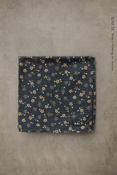 Jacquarded Floral Pocket Square - Indigo Blue