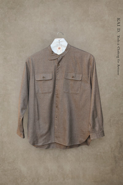 Jackie Shirt - Wool Mini Houndstooth  - Brown - XS, S, M