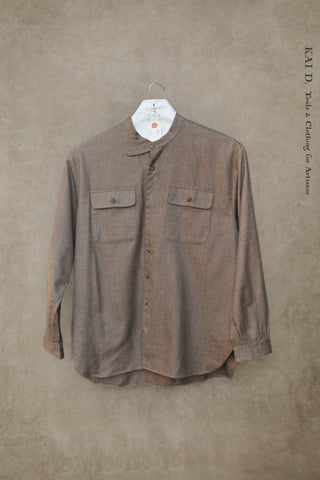 Jackie Shirt - Wool Mini Houndstooth  - Brown - XS, S, M