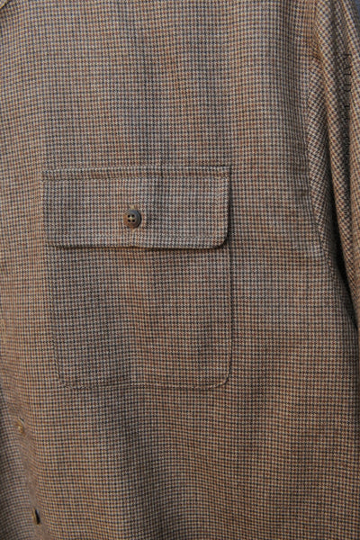 Jackie Shirt - Wool Mini Houndstooth  - Brown - XS, S, M