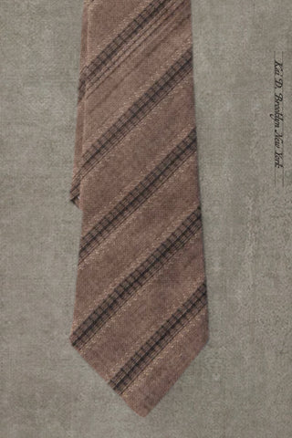 Jacquard Cotton Stripe Tie - Vintage Brown