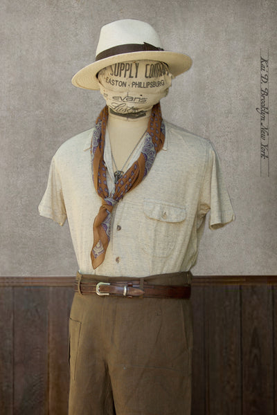 Knit Jersey Camp Shirt - Cream Heather - L, XL (Shorter Length) (NO RETURN)