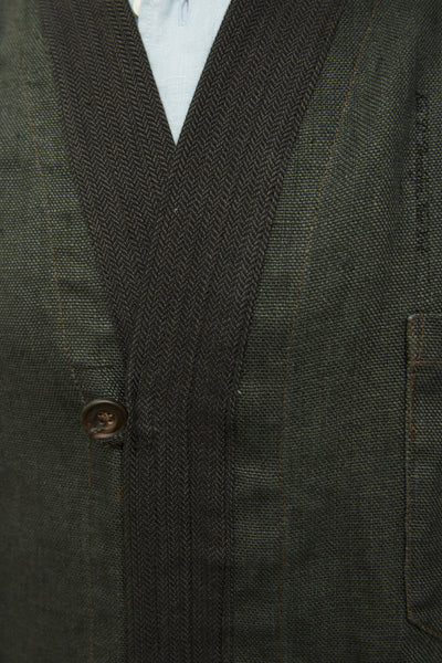 Ando Kimono Jacket - Heavy Linen - Jewel Green - L (NO RETURN)
