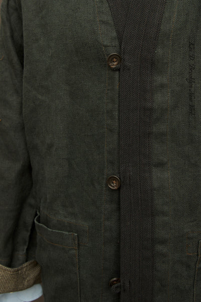 Ando Kimono Jacket - Heavy Linen - Jewel Green - L (NO RETURN)