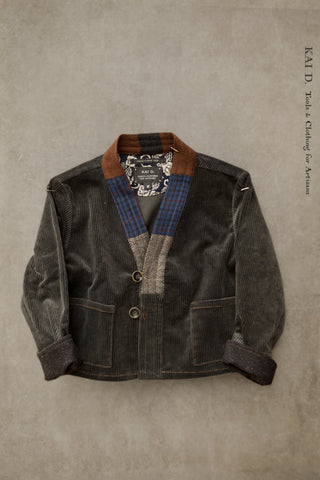 Children's Kimono Jacket - Corduroy + Pieced Collar - M