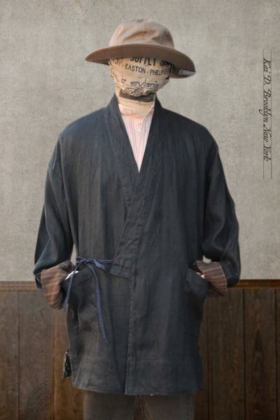 Washed Linen Japanese Farmer Coat - Jewel Green - S, M (NO RETURN)