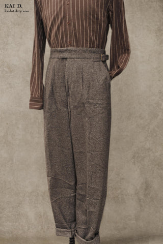 Karl Trousers - Brown Texture Wool - M