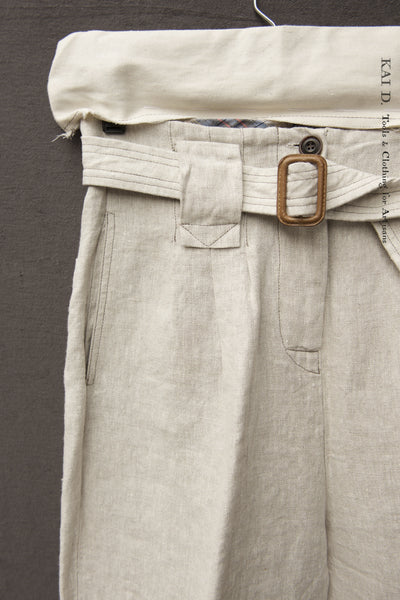Kaylee Belted Pants - Washed Linen - XXS, XS, S, L