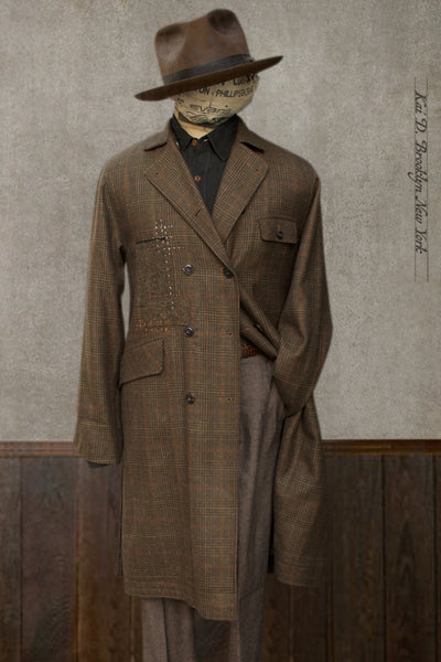 Keaton Trench Coat - Scottish Wool - Brown Plaid - S (NO RETURN)