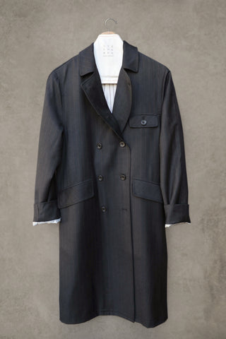 Keaton Trench Coat - Subtle Stripe Virgin Wool  - XS, S, M, L
