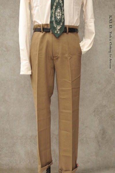 Borough Pants - Cotton Linen Herringbone - Khaki - 32 34