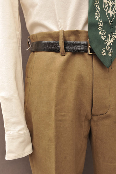 Borough Pants - Cotton Linen Herringbone - Khaki - 32 34