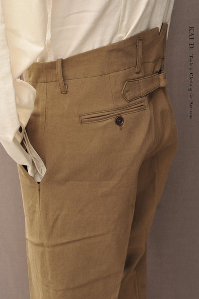 Borough Pants - Cotton Linen Herringbone - Khaki - 32 34