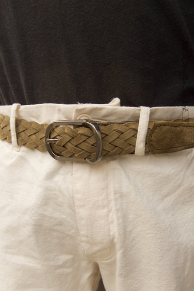 Cliquet Braided Belt - Khaki Suede - M, L