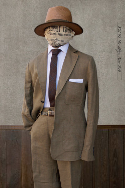 Chris Two Button Blazer -Khaki Linen- M, L, XL