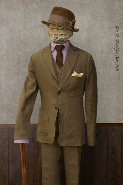 Chris Two Button Blazer -Khaki Linen- M, L, XL