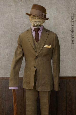 Chris Two Button Blazer -Khaki Linen- M, L, XL