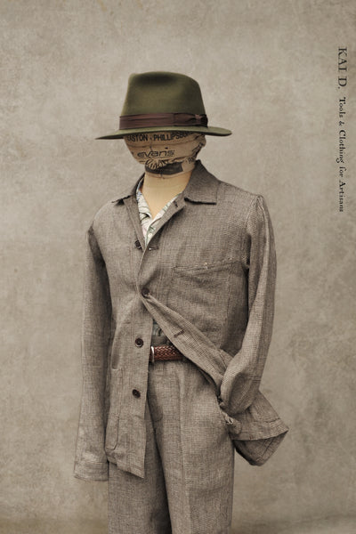 Architect Jacket - Tan Houndstooth Linen - S, M, L