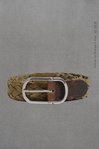 Cliquet Braided Belt - Khaki Suede - XL