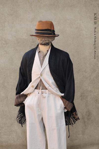 Washed linen Japanese Farmer Coat - Black - M (NO RETURN)