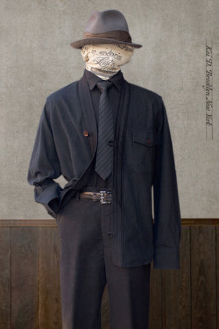 Slub Cotton Tweed Kimono shirt - Black - L (fits like M) (NO RETURN)