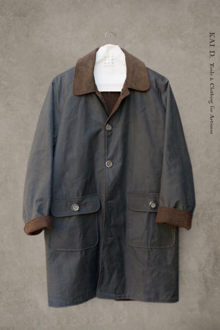 Kingsley Reversible Coat - Cotton Wax/ Brown Tweed - S
